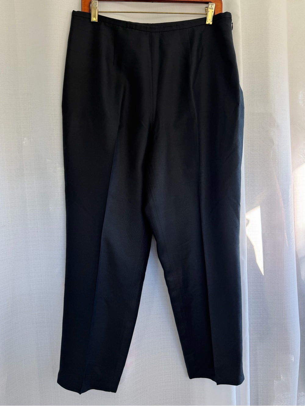 Ann Taylor Black Silk Pants Size 14 High Rise Straight Leg Dress Trousers